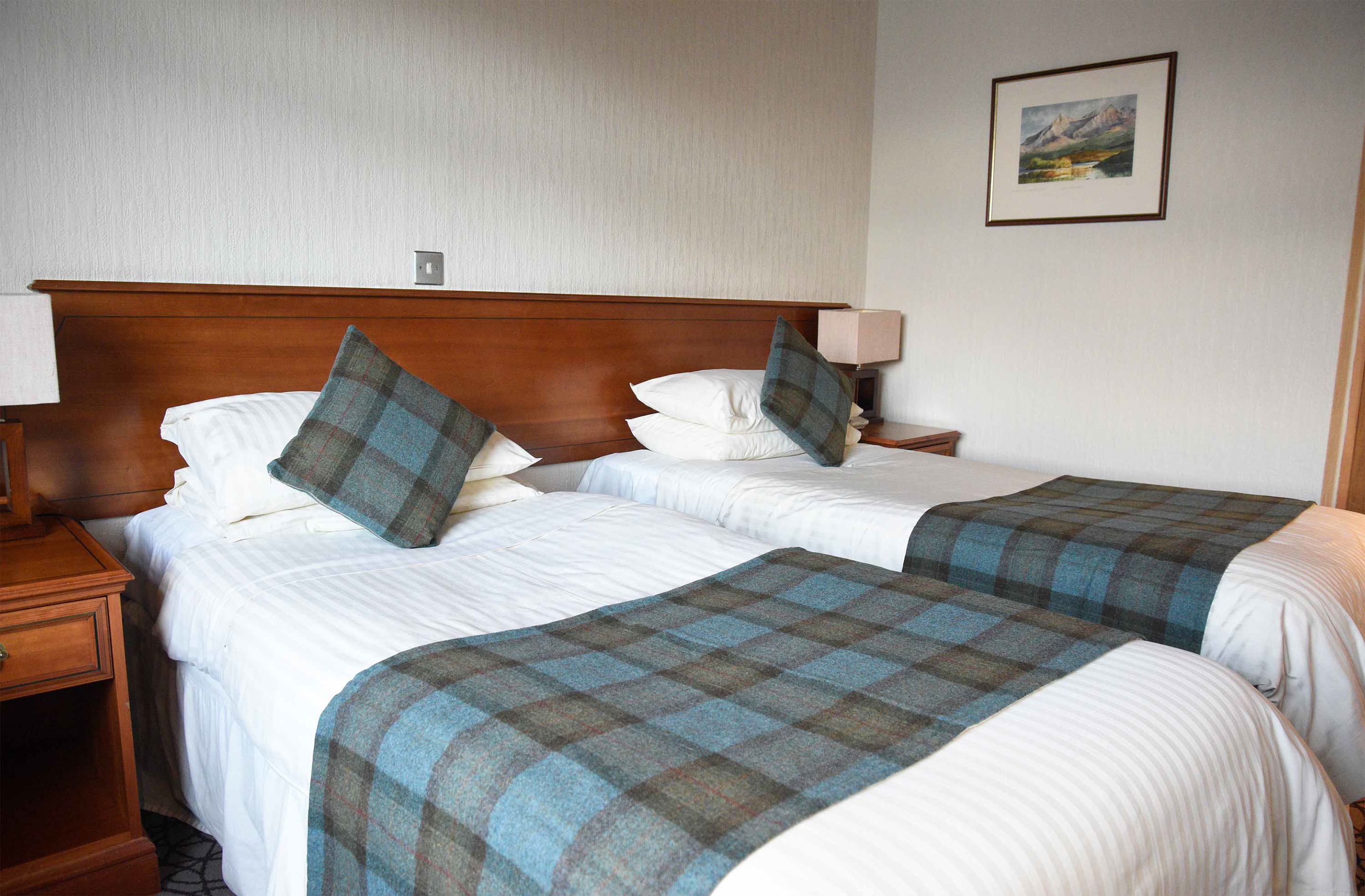 Twin room accommodation at The Royal Hotel in Portree sea views en suite